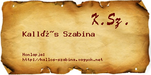 Kallós Szabina névjegykártya